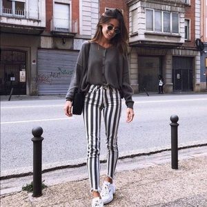 Black and White Stripe Jeans